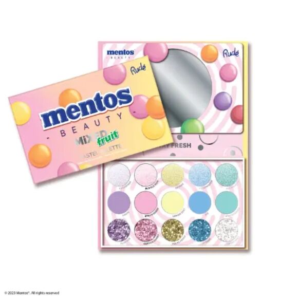 NEW Rude x Mentos Mixed Fruit Pastel Palette SEALED 15 Shades - Picture 2 of 3